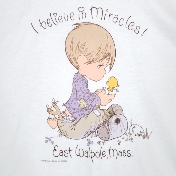 Vintage 80s Precious Moments I Believe in Miracles Screen Stars T-shirt - Picture 2 of 15